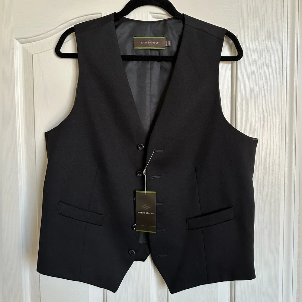 Joseph Abboud Black Formal Vest with V-Neck and Wool Blend - Picture 2 of 8